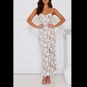 Hello Molly Bellerose White Floral Lace Midi Dress